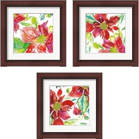 Framed 'Poinsettia Pretty 3 Piece Framed Art Print Set' border=