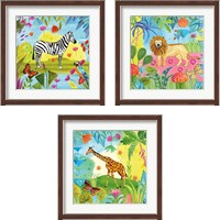 Framed 'Big Jungle 3 Piece Framed Art Print Set' border=