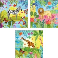 Framed 'Big Jungle 3 Piece Art Print Set' border=