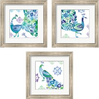 Framed Jewel Peacocks 3 Piece Framed Art Print Set
