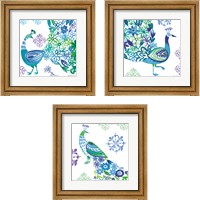 Framed Jewel Peacocks 3 Piece Framed Art Print Set