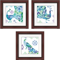 Framed 'Jewel Peacocks 3 Piece Framed Art Print Set' border=