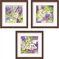 Framed 'Bright Life Purple Yellow 3 Piece Framed Art Print Set' border=