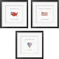 Framed 'USA Cuties 3 Piece Framed Art Print Set' border=