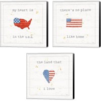 Framed 'USA Cuties 3 Piece Canvas Print Set' border=