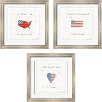 Framed 'USA Cuties 3 Piece Framed Art Print Set' border=
