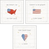 Framed 'USA Cuties 3 Piece Art Print Set' border=