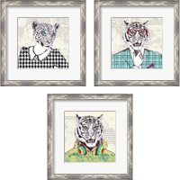 Framed 'Funny Animals 3 Piece Framed Art Print Set' border=