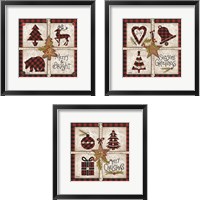 Framed Four Square Christmas 3 Piece Framed Art Print Set