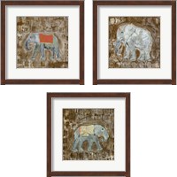 Framed 'Global Elephant 3 Piece Framed Art Print Set' border=