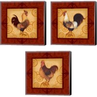 Framed 'Decorative Rooster 3 Piece Canvas Print Set' border=
