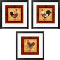 Framed 'Decorative Rooster 3 Piece Framed Art Print Set' border=