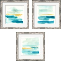 Framed 'Liquid Horizon 3 Piece Framed Art Print Set' border=