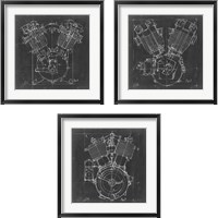 Framed Motorcycle Engine Blueprint 3 Piece Framed Art Print Set