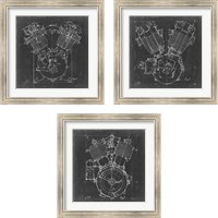 Framed Motorcycle Engine Blueprint 3 Piece Framed Art Print Set