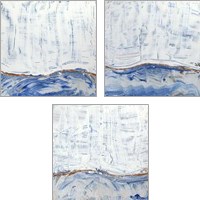 Framed 'Blue Highlands  3 Piece Art Print Set' border=