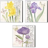 Framed 'Flowers & Lace 3 Piece Canvas Print Set' border=