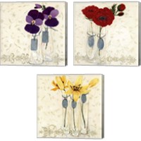 Framed 'Inspired Flower 3 Piece Canvas Print Set' border=