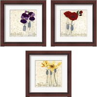 Framed 'Inspired Flower 3 Piece Framed Art Print Set' border=