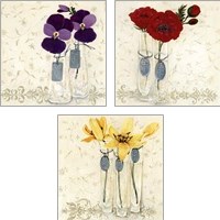 Framed 'Inspired Flower 3 Piece Art Print Set' border=