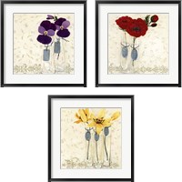 Framed 'Inspired Flower 3 Piece Framed Art Print Set' border=