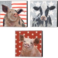 Framed Patriotic Farm 3 Piece Canvas Print Set