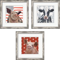 Framed 'Patriotic Farm 3 Piece Framed Art Print Set' border=