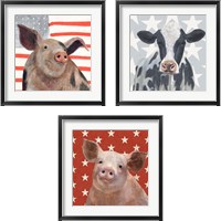 Framed 'Patriotic Farm 3 Piece Framed Art Print Set' border=