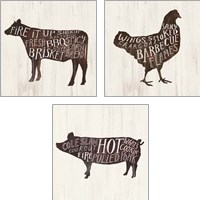 Framed 'Farmhouse BBQ 3 Piece Art Print Set' border=
