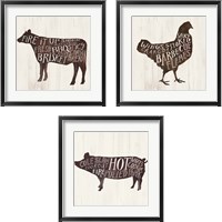 Framed 'Farmhouse BBQ 3 Piece Framed Art Print Set' border=