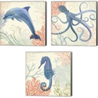 Framed Underwater Whimsy 3 Piece Canvas Print Set
