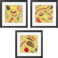 Framed 'Throw it on the Grill 3 Piece Framed Art Print Set' border=