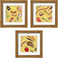 Framed 'Throw it on the Grill 3 Piece Framed Art Print Set' border=