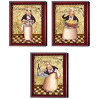 Framed Chefs Bon Appetit 3 Piece Canvas Print Set