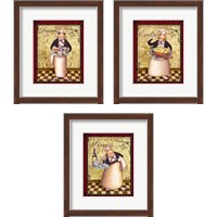 Framed 'Chefs Bon Appetit 3 Piece Framed Art Print Set' border=