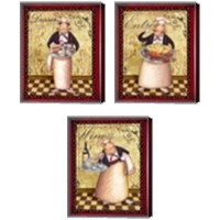 Framed 'Chefs Bon Appetit 3 Piece Canvas Print Set' border=