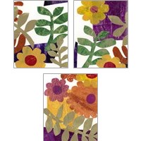 Framed 'Fiesta Floral  3 Piece Art Print Set' border=