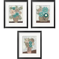 Framed 'Mid Summer Bouquet 3 Piece Framed Art Print Set' border=