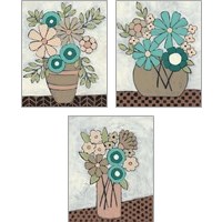 Framed 'Mid Summer Bouquet 3 Piece Art Print Set' border=