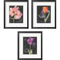 Framed Chalkboard Flower 3 Piece Framed Art Print Set