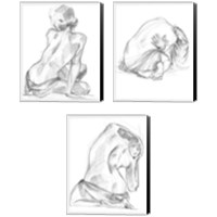 Framed 'Sitting Pose 3 Piece Canvas Print Set' border=