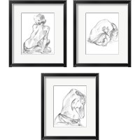 Framed 'Sitting Pose 3 Piece Framed Art Print Set' border=