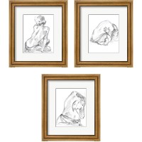 Framed 'Sitting Pose 3 Piece Framed Art Print Set' border=