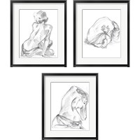 Framed 'Sitting Pose 3 Piece Framed Art Print Set' border=