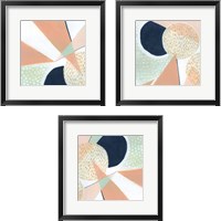 Framed 'Peach Eclipse 3 Piece Framed Art Print Set' border=