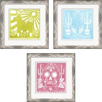 Framed 'Dia de Fiesta 3 Piece Framed Art Print Set' border=