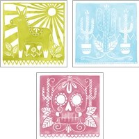 Framed 'Dia de Fiesta 3 Piece Art Print Set' border=