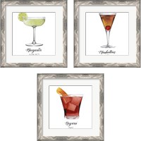 Framed 'Classic Happy Hour 3 Piece Framed Art Print Set' border=