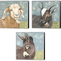 Framed 'Farm Life Animal 3 Piece Canvas Print Set' border=