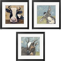 Framed 'Farm Life Animal 3 Piece Framed Art Print Set' border=